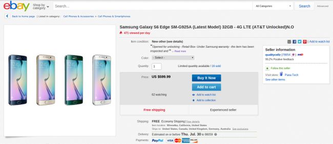Fotografía - [Offre Alerte] AT & T Unlocked Samsung Galaxy S6 bord en vente pour seulement 599 $ sur eBay, 200 $ de rabais au détail
